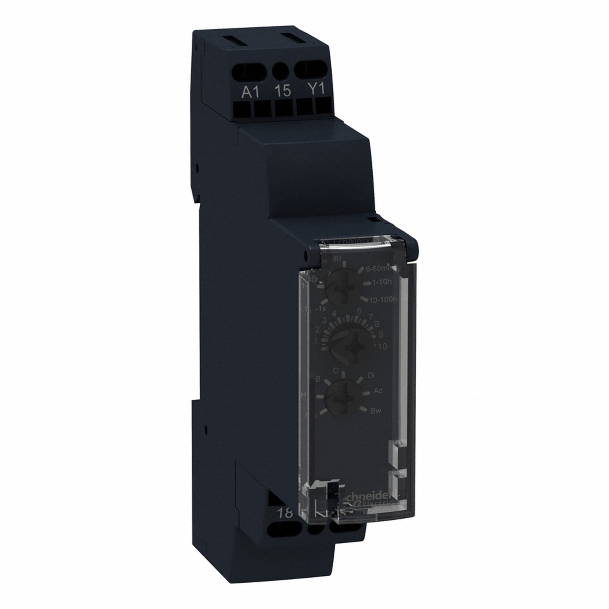 Time Delay Relay: DIN-Rail Mounted, 12V AC/DC, 8 A, 6 Pins/Terminals, 1 sec – 100 hr
