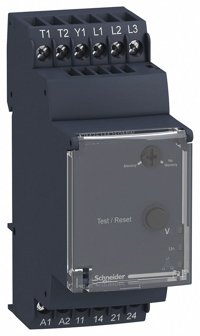 SCHNEIDER ELECTRIC Adjustable Current Sensing Relay 5A 24/240V, Terminal Strip 55WM02