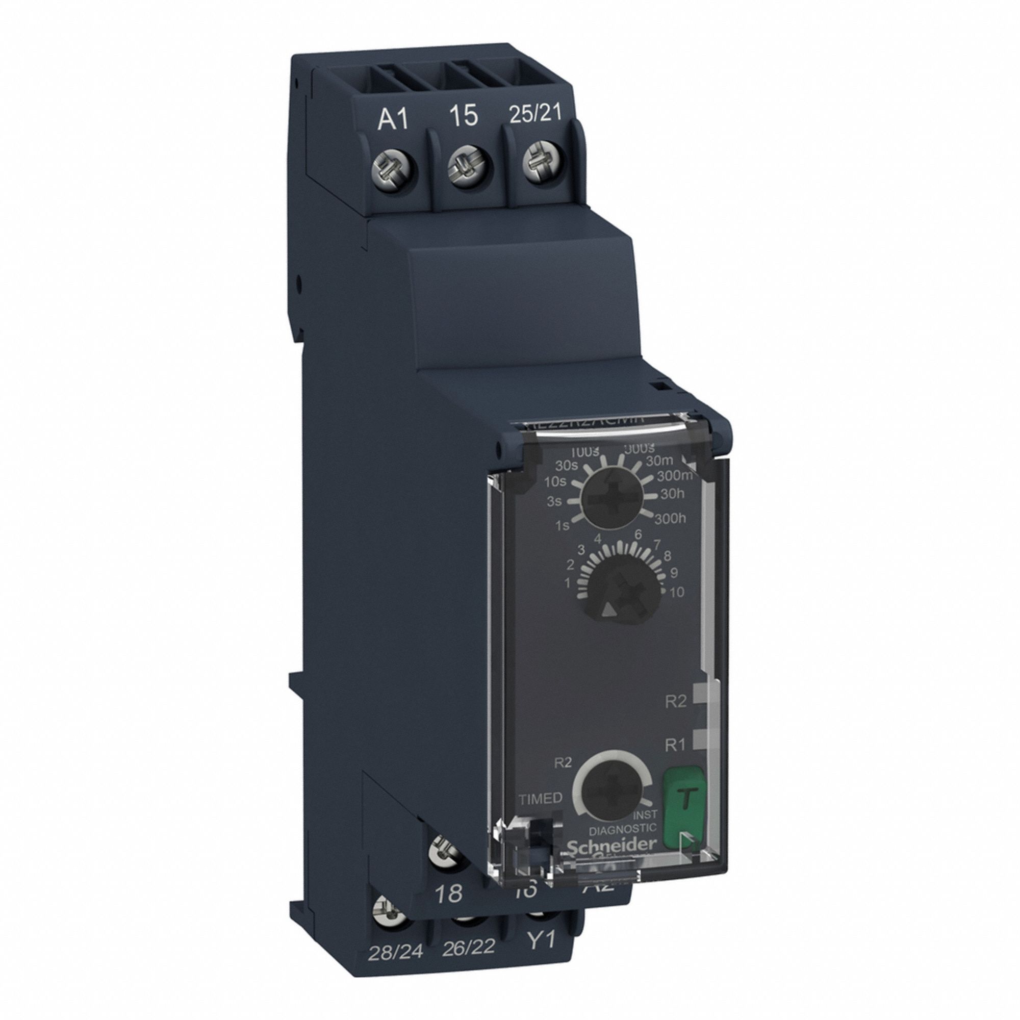 Time Delay Relay: DIN-Rail Mounted, 24 to 240V AC/DC, 8 A, 6 Pins/Terminals