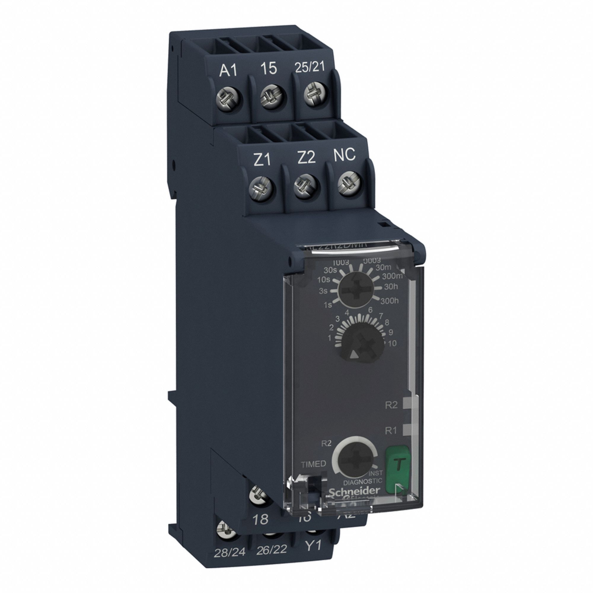Time Delay Relay: DIN-Rail Mounted, 24 to 240V AC/DC, 8 A, 6 Pins/Terminals