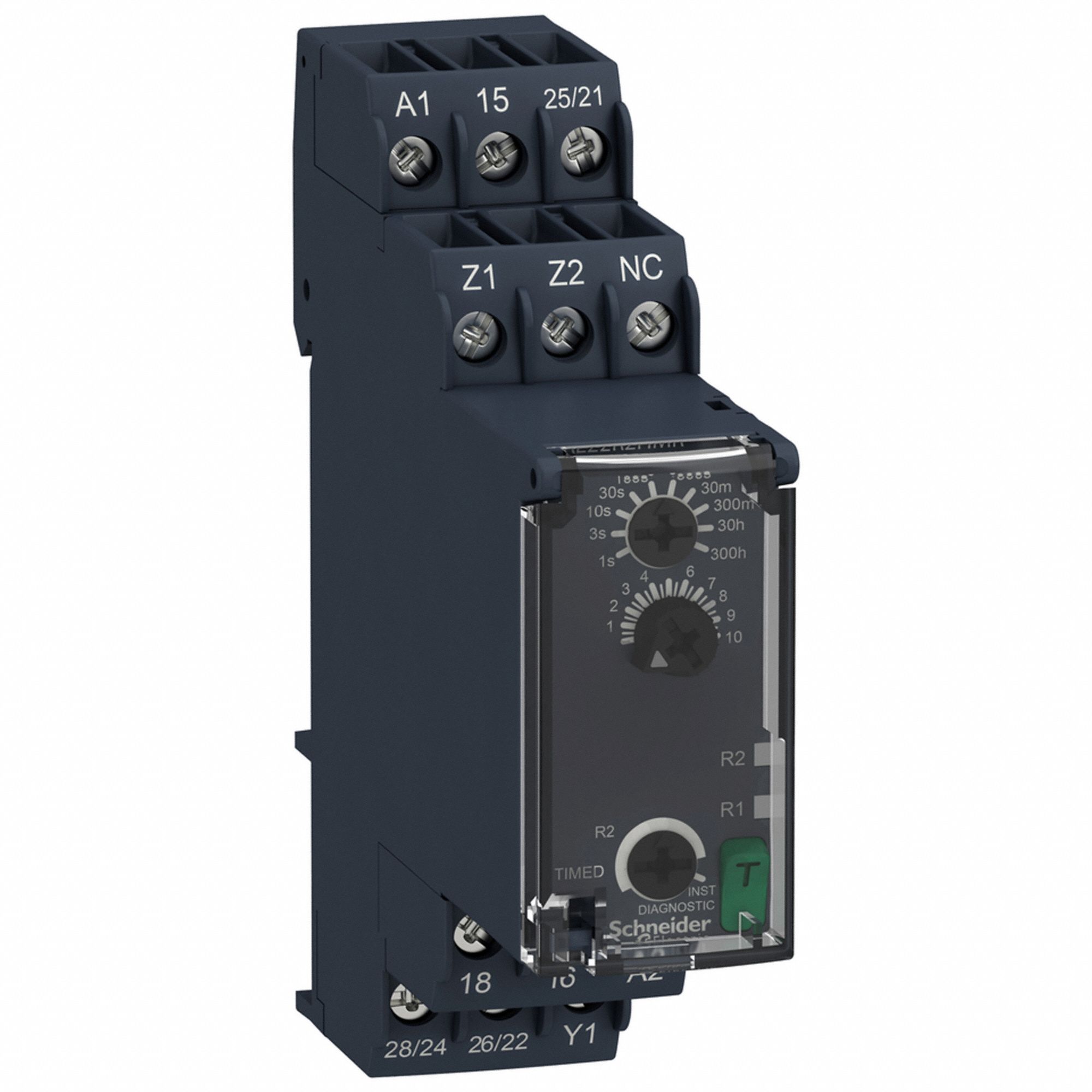 Time Delay Relay: DIN-Rail Mounted, 240V AC, 8 A, 6 Pins/Terminals, 0.05 sec – 300 hr