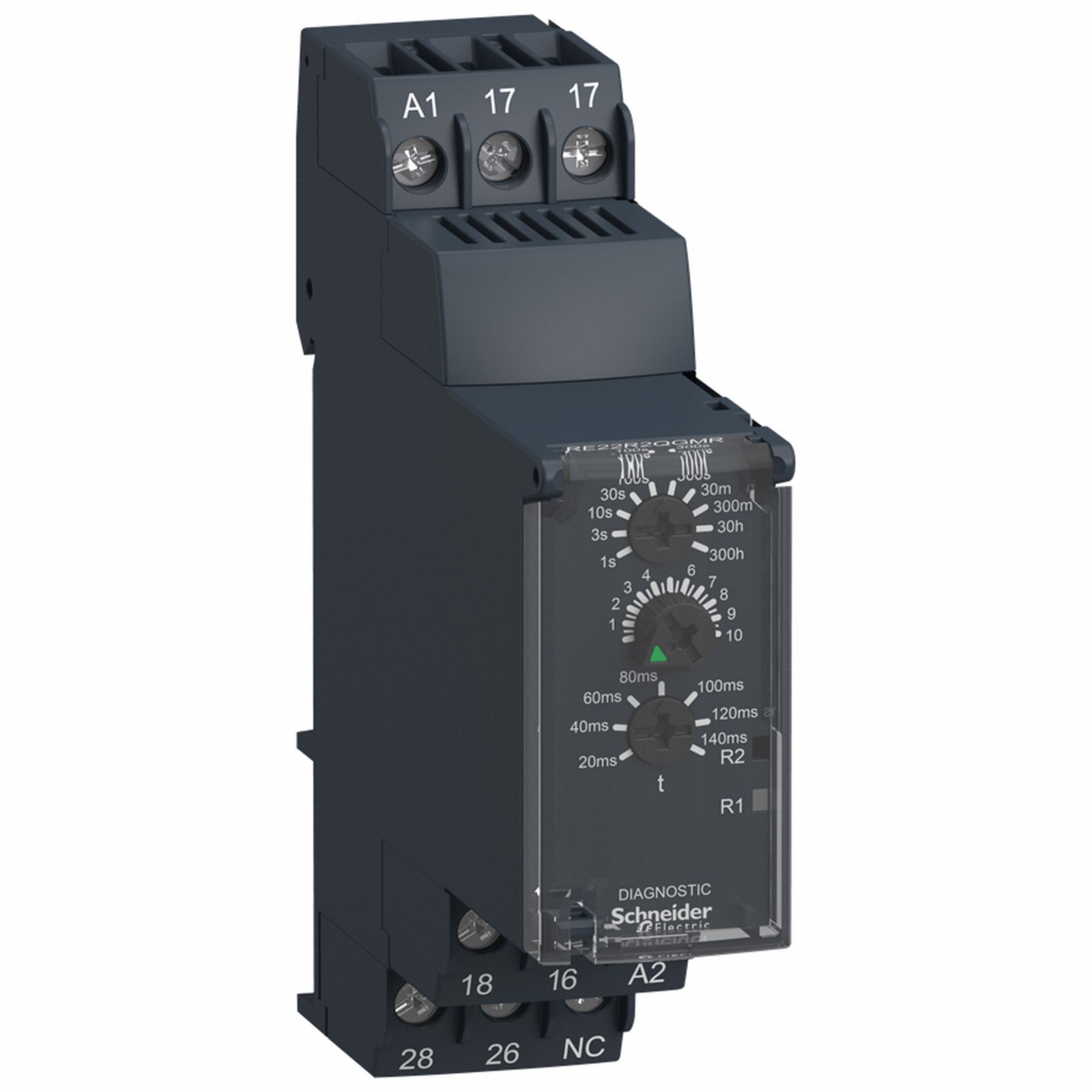 Time Delay Relay: DIN-Rail Mounted, 24 to 240V AC/DC, 8 A, 6 Pins/Terminals