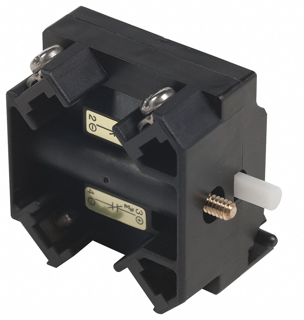 Contact Block: 30 mm Panel Mounting Size, 2NC, Momentary/Power Reed