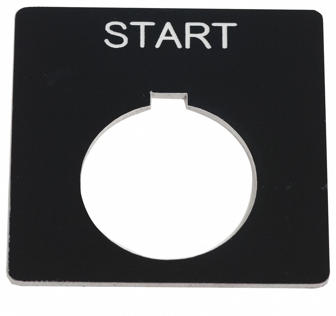 Legend Plate: 30 mm Panel Mounting Size, Square, 2 1/4 in Overall Ht x 2 1/4 in Overall Wd