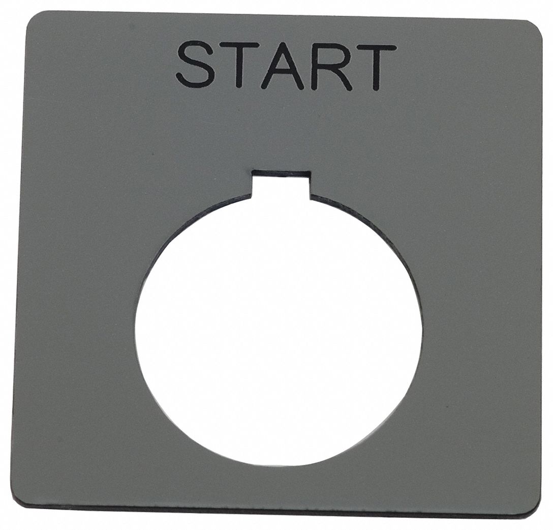 Legend Plate: 30 mm Panel Mounting Size, Square, 2 1/4 in Overall Ht x 2 1/4 in Overall Wd