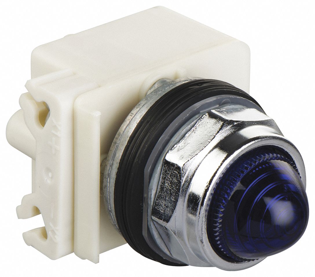 Pilot Light: 30 mm Panel Mounting Size, Blue, Incandescent, 9001K Series