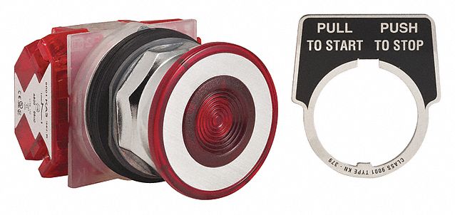 Mushroom Head Push Button: Non-Illuminated, Mushroom Head Profile, Non-Metallic