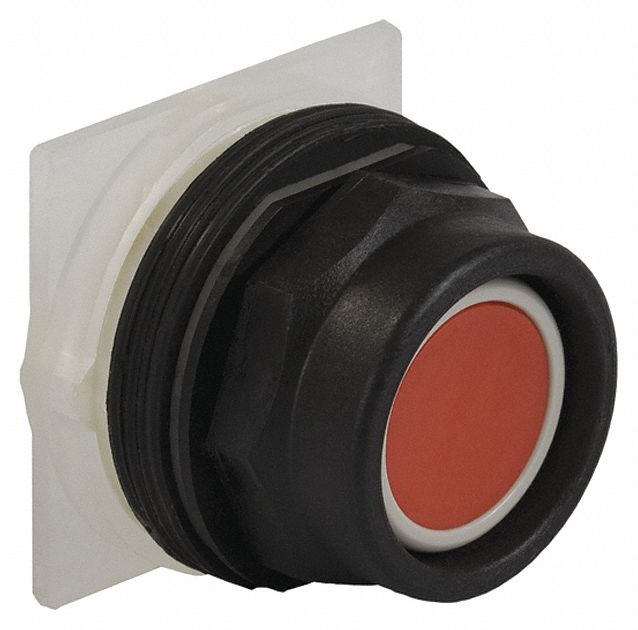 Flush Push Button: Red, 30 mm Mounting Size, Non-Metallic, Momentary