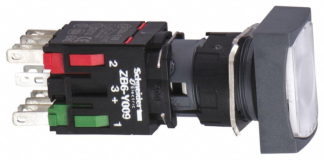 Illuminated Push Button: Illuminated, Flush Profile, Non-Metallic, 16 mm, 1NO