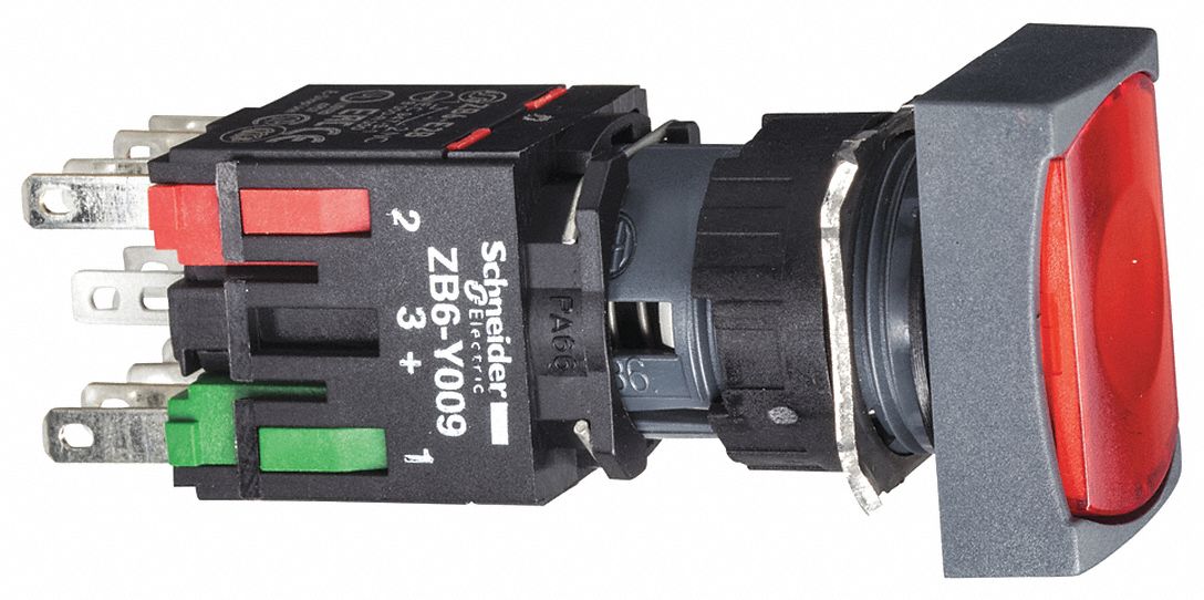 Illuminated Push Button: Illuminated, Flush Profile, Non-Metallic, 16 mm, 1NC