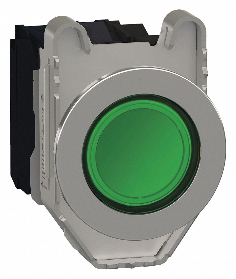 Illuminated Push Button: Illuminated, Flush Profile, Metallic, 30 mm, 1NO/1NC