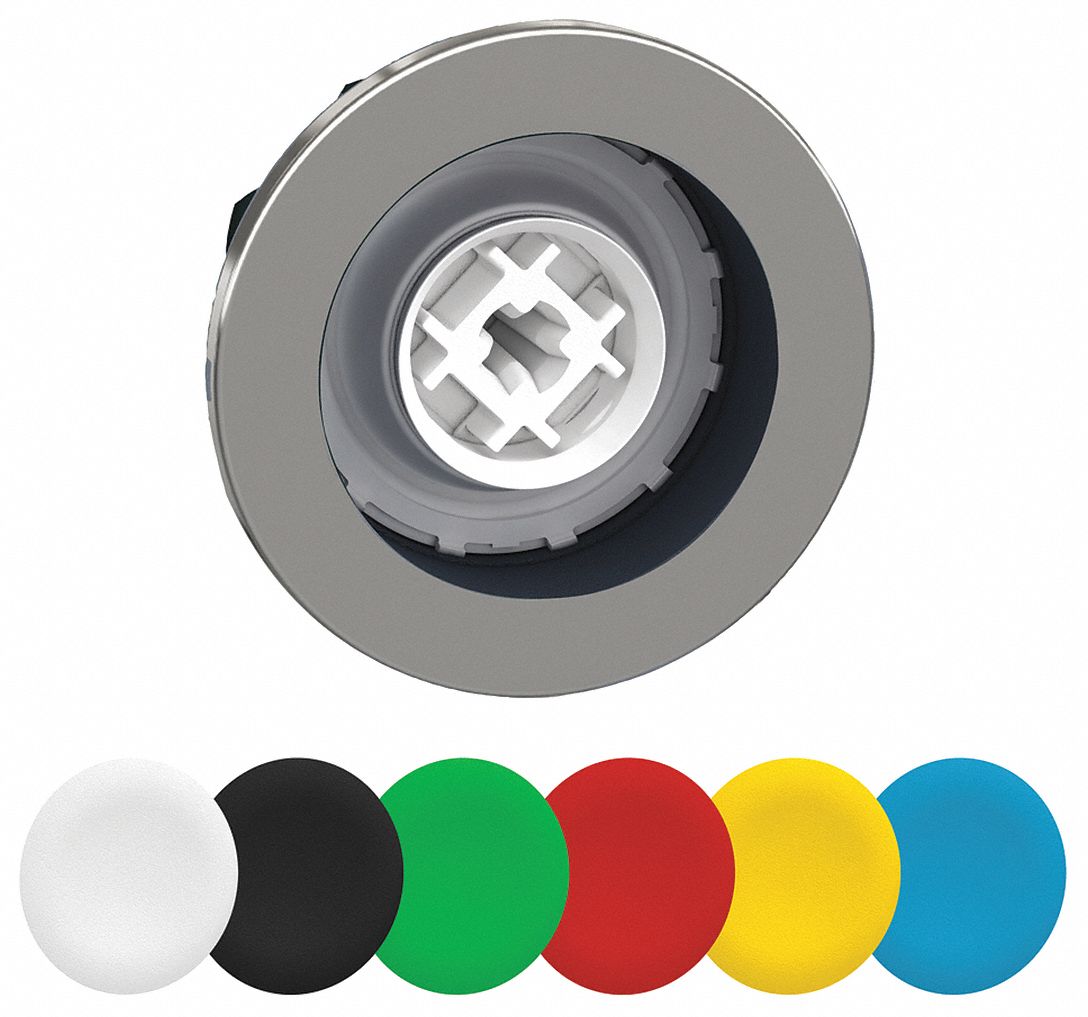 Push Button Head: 30 mm Panel Size, Non-Illuminated, Metallic