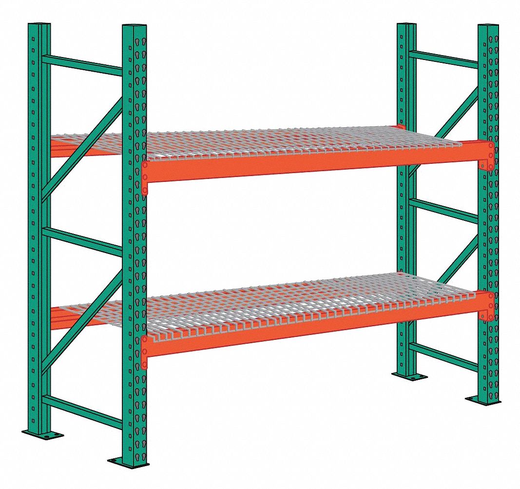 Pallet Rack Starter Unit, 2 Shelves, Steel