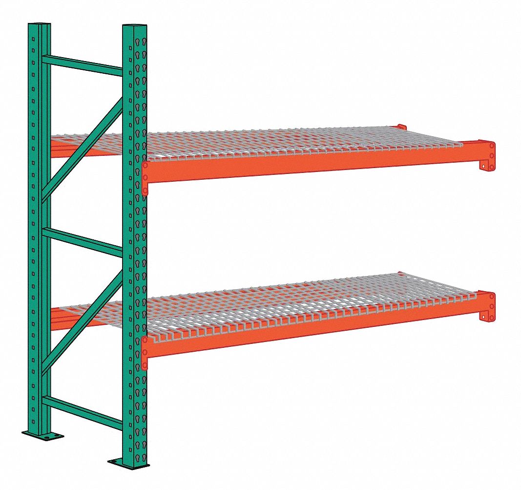 Pallet Rack Add-On Unit, 2 Shelves, Steel