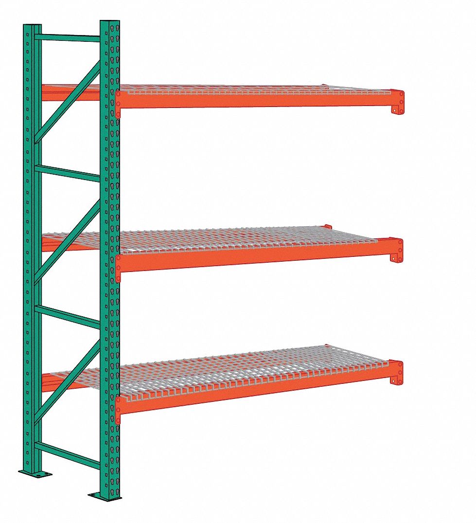 Pallet Rack Add-On Unit, 2 Shelves, Steel