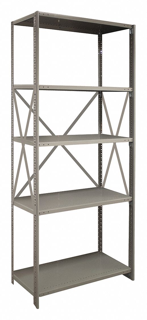 Metal Shelving, 85" H, 36" W, Gray