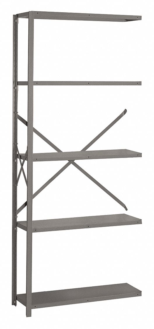 Metal Shelving, 84" H, 36" W, Gray