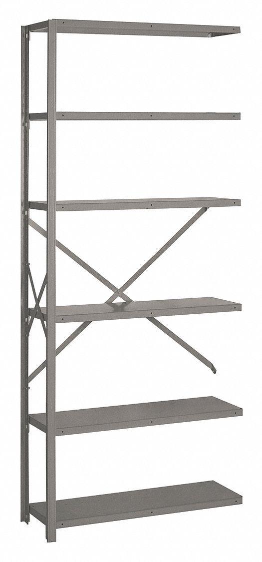Metal Shelving, 84" H, 36" W, Gray