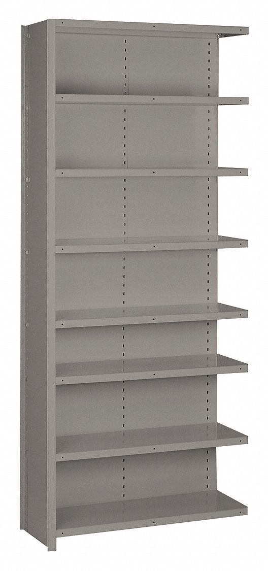 Metal Shelving, 84" H, 36" W, Gray