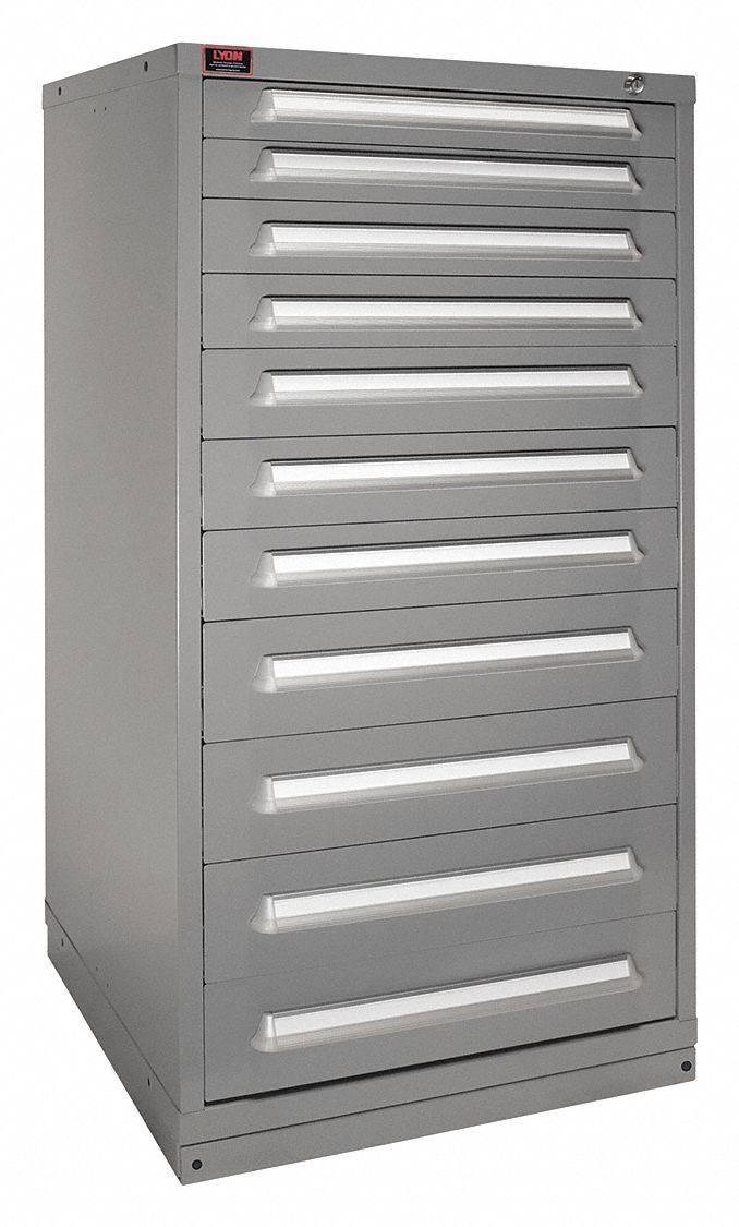 Modular Drawer Cabinet: 30 in x 28 1/4 in x 59 1/4 in, 11 Drawers, 269 Compartments, Gray, Gray