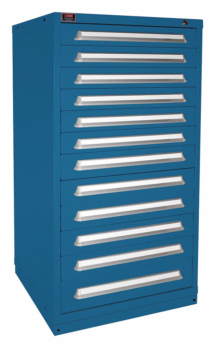 Modular Drawer Cabinet: 30 in x 28 1/4 in x 59 1/4 in, 12 Drawers, 240 Compartments, Blue, Blue