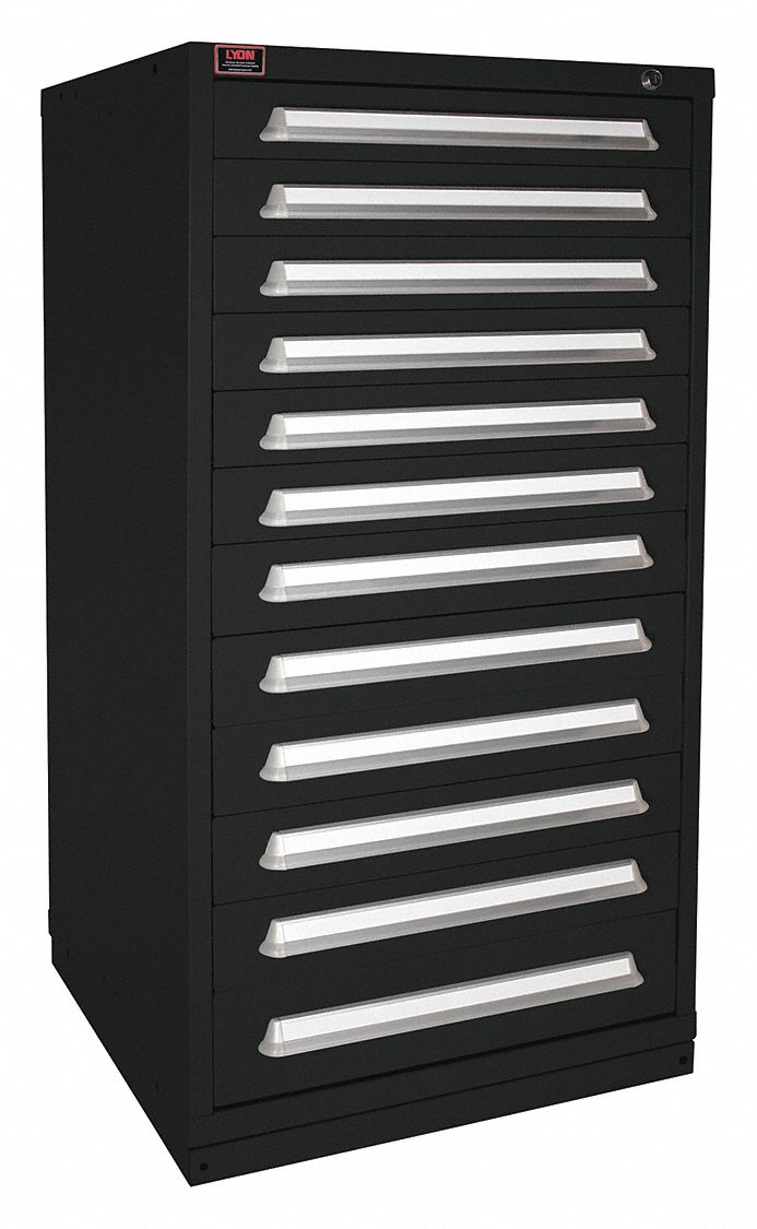 Modular Drawer Cabinet: 30 in x 28 1/4 in x 59 1/4 in, 12 Drawers, 240 Compartments, Black