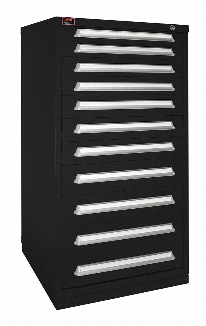 Modular Drawer Cabinet: 30 in x 28 1/4 in x 59 1/4 in, 11 Drawers, 269 Compartments, Black