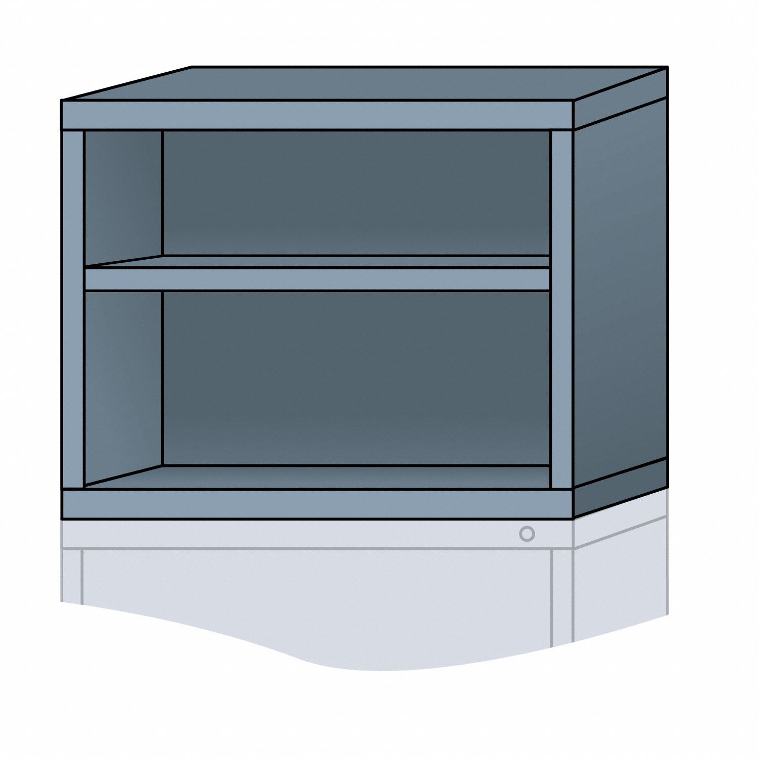 Modular Shelf Cabinet: 30 in x 28 1/4 in x 25 in, 2 Fixed Shelves, Frame, Gray, Assembled, Gray