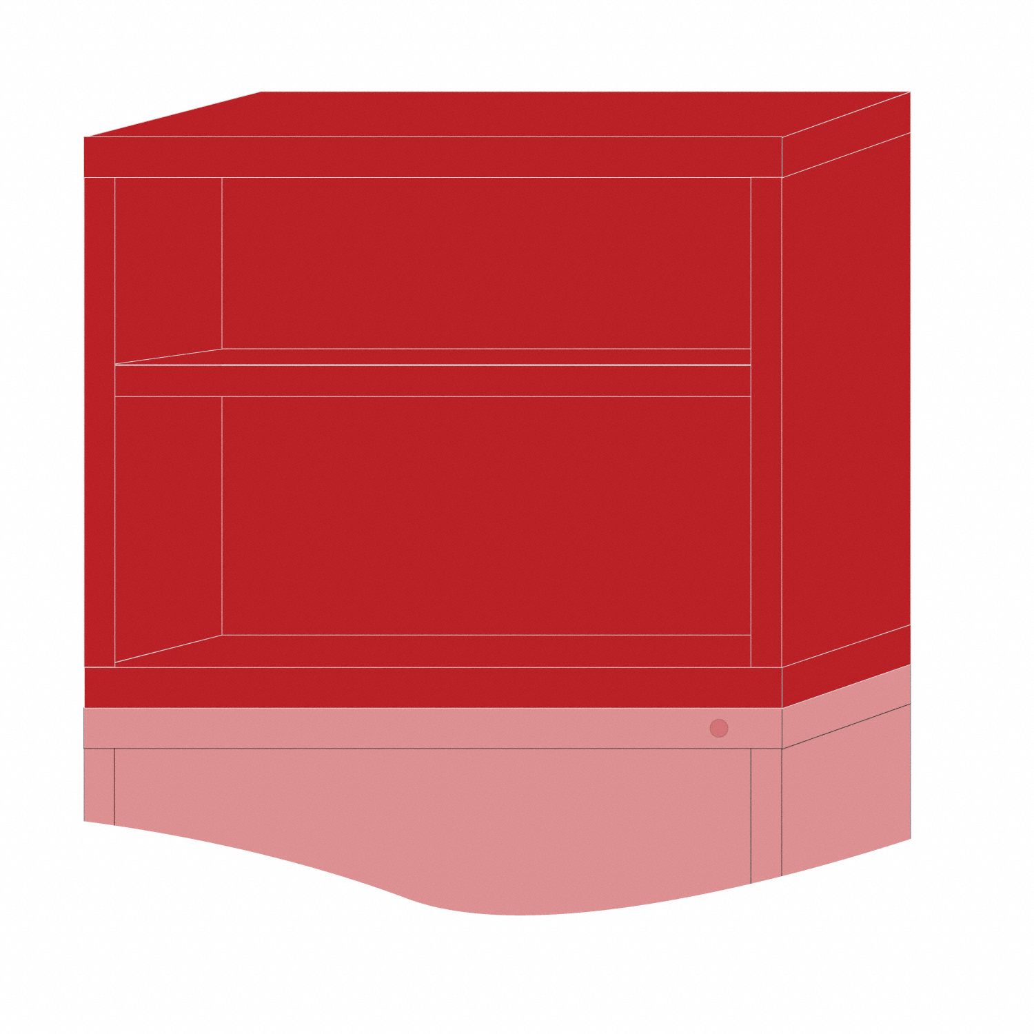 Modular Shelf Cabinet: 30 in x 28 1/4 in x 25 in, 2 Fixed Shelves, Frame, Red, Assembled, Red