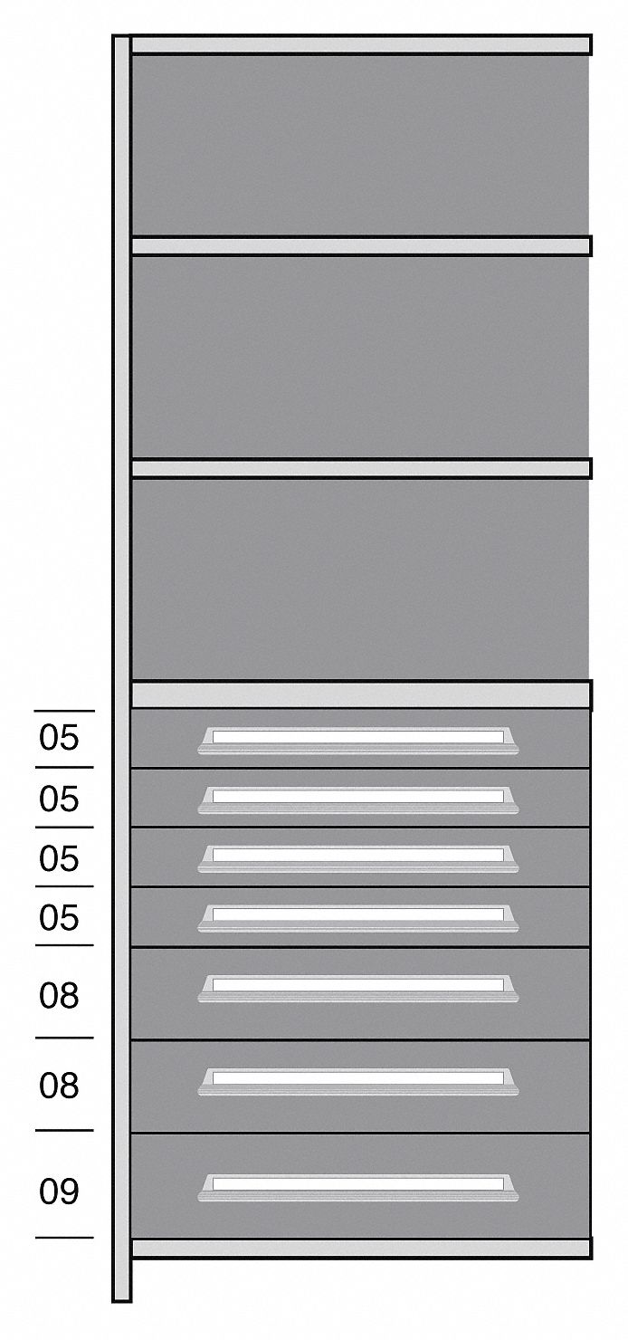 Shelf, 85" H, 36" W, Steel, 800 lb. Capacity