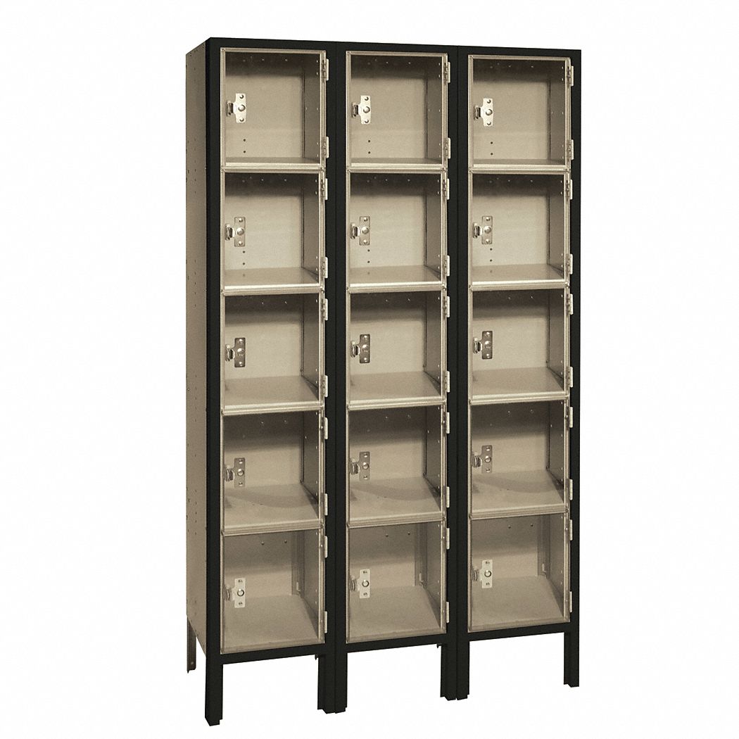 LYON Black Box Locker, (3) Wide, (5) Tier , Openings 15, 36 in W X 12