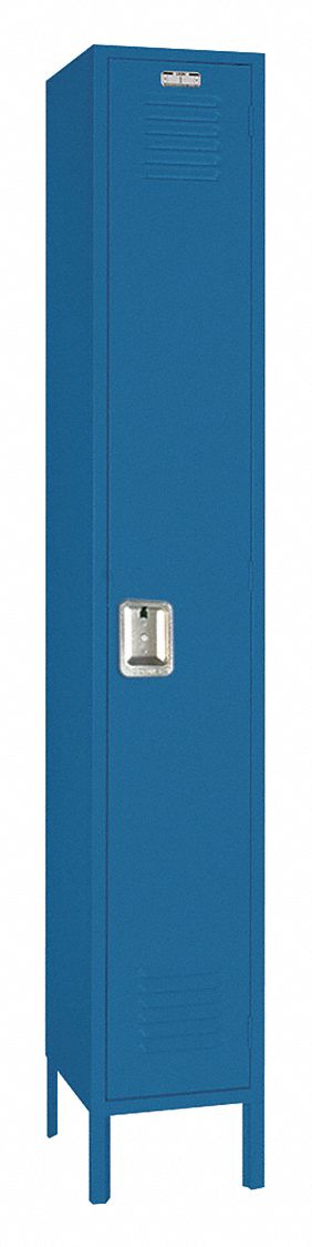 LYON Wardrobe Locker: 12 in x 18 in x 78 in, Louvered, 1 Tiers, 1 Units  Wide, Padlock Hasp, Blue