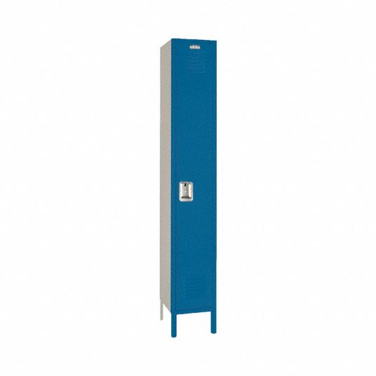 LYON Wardrobe Locker: 12 in x 12 in x 78 in, Louvered, 1 Tiers, 1 Units  Wide, Padlock Hasp, Blue