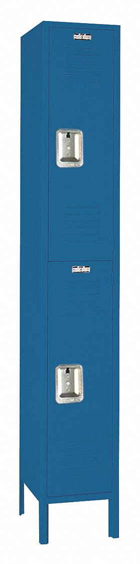 Wardrobe Locker: 12 in x 12 in x 66 in, Louvered, 2 Tiers, 1 Units Wide, Padlock Hasp, Blue