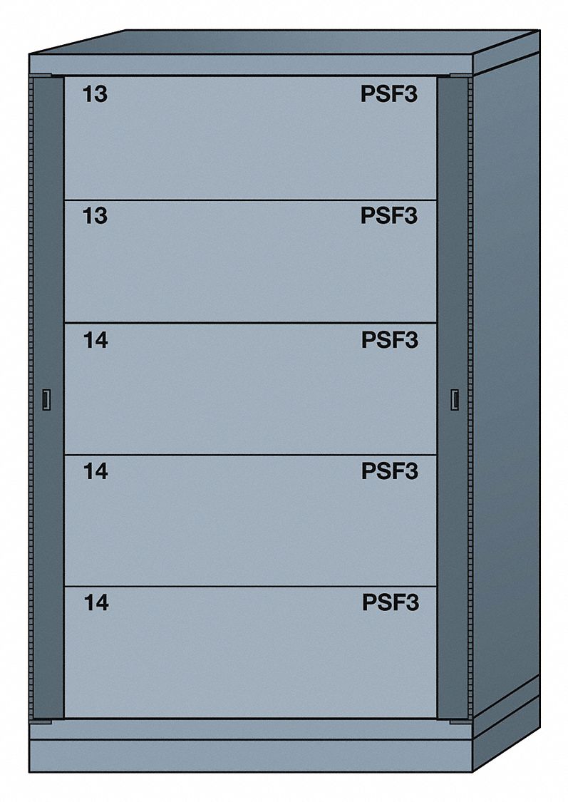 Gear Locker: Padlock Hasp, 5 Weapon Drawers, 59 1/4 in Overall Ht, 36 3/8 in Overall Wd, Gray