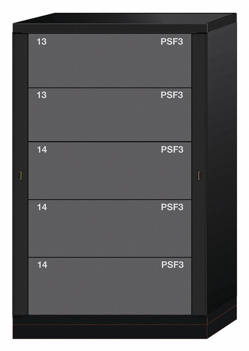 Gear Locker: Padlock Hasp, 5 Weapon Drawers, 59 1/4 in Overall Ht, 36 3/8 in Overall Wd, Black