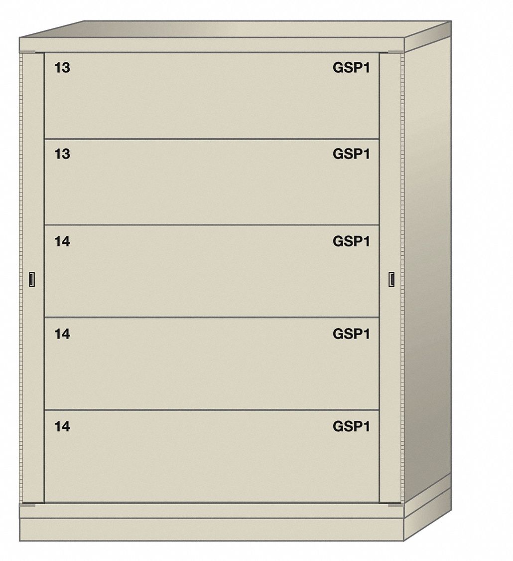 Modular Drawer Cabinet: Padlock Hasp, 5 Weapon Drawers, 59 1/4 in Overall Ht, Universal, Putty
