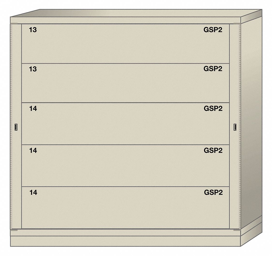 Modular Drawer Cabinet: Padlock Hasp, 5 Weapon Drawers, 59 1/4 in Overall Ht, Universal, Putty
