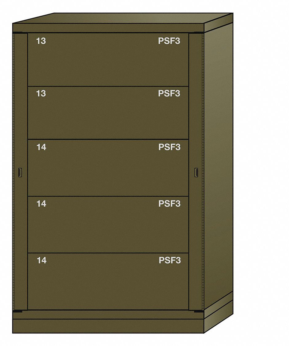 Gear Locker: Padlock Hasp, 5 Weapon Drawers, 59 1/4 in Overall Ht, 36 3/8 in Overall Wd, Green