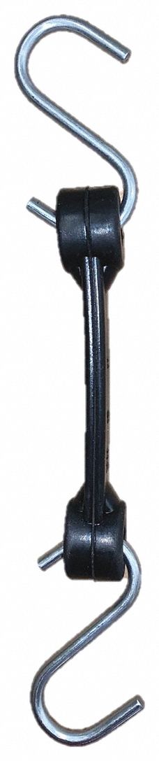 Bungee Strap: S-Hook, 2 1/2 in Hook Lg, Rubber, 3/4 in Wd, 4 in Lg, Black