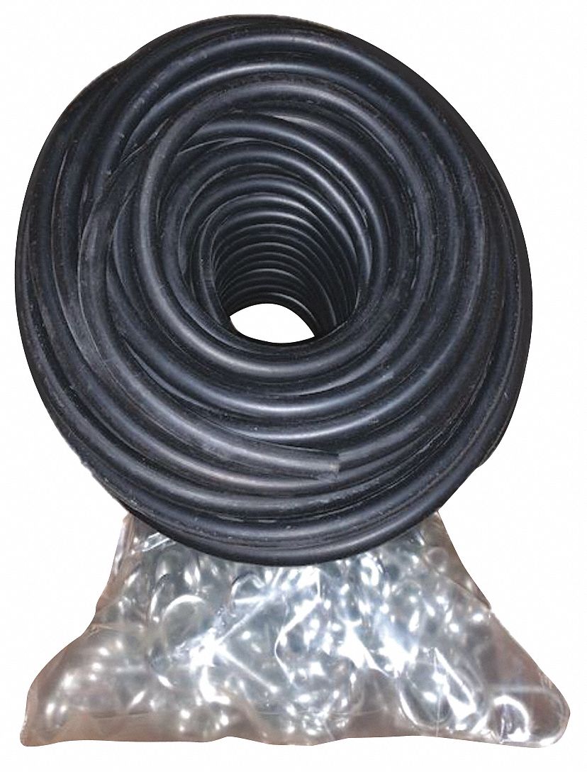 GRAINGER APPROVED Black EPDM Rubber Bungee Cord with Adjustable JHooks