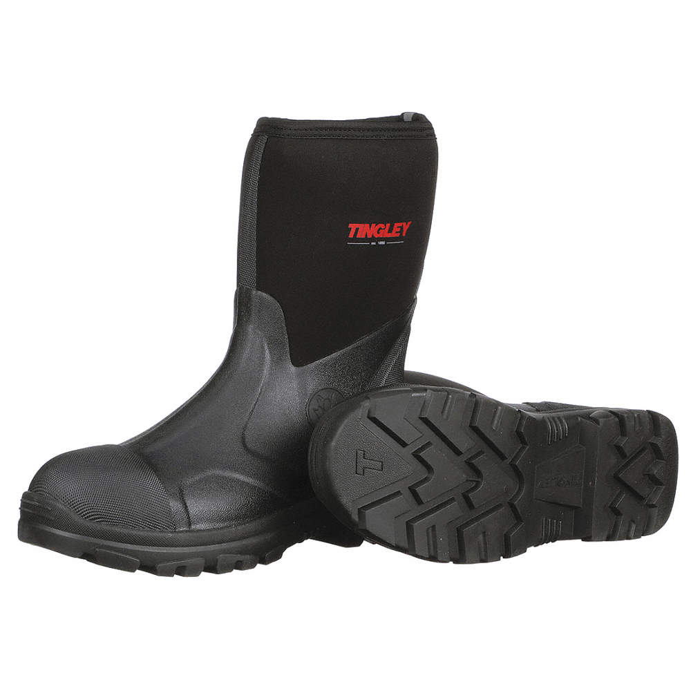 TINGLEY 87127 Rubber Boot,Men's,7,Mid-Calf,Black,PR