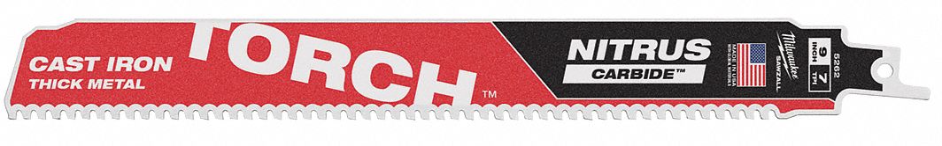 Reciprocating Saw Blade: 7 Teeth per Inch, 9 in Blade Lg, 0.05 in Blade Thick, Carbide