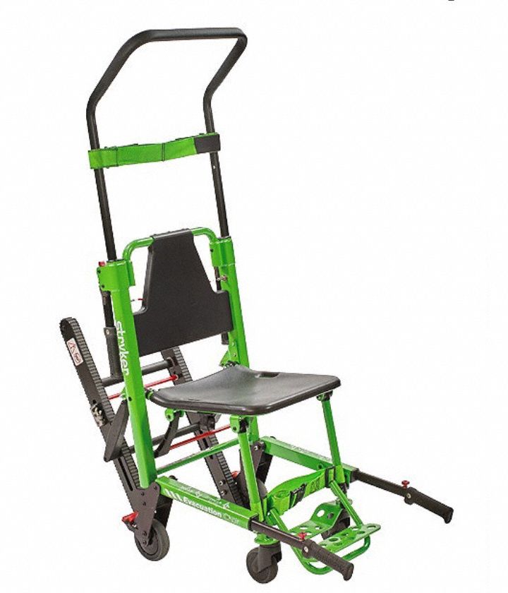 Stair Chair: 500 lb Load Capacity, Manual, Aluminum, Green