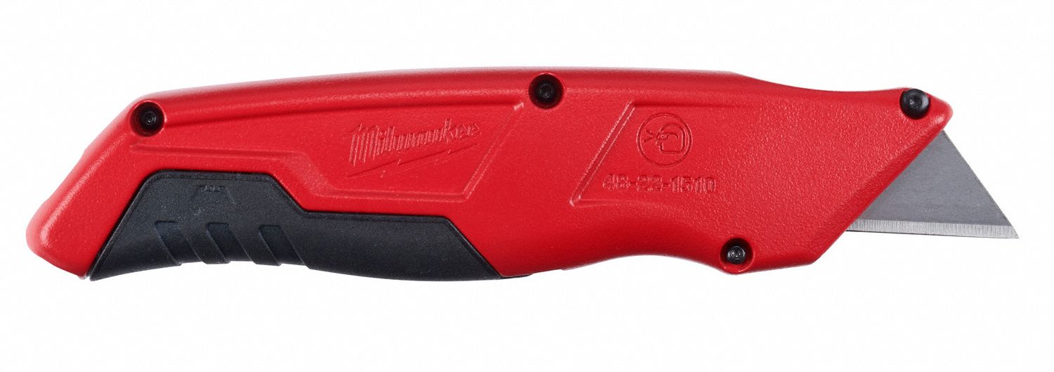 MILWAUKEE Black/Red,Bi-Metal Utility Knife,6 3/4 in Overall Length ...