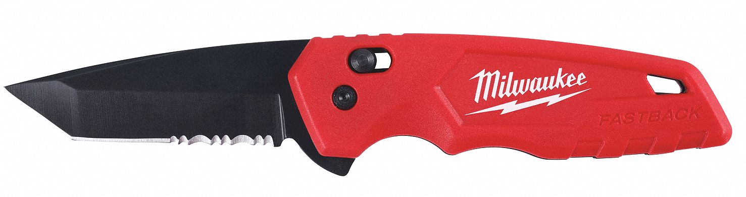 Folding Utility Knife: 7 1/2 in Overall Lg, Includes Pocket Clip, Serrated