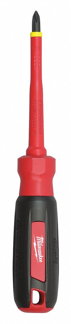 Insulated Phillips Screwdriver: Long Lg, Friction, Not ESD Safe, Tether Ready, Insulated