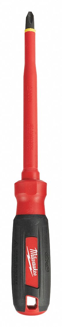 Insulated Phillips Screwdriver: Long Lg, Friction, Not ESD Safe, Tether Ready, Insulated
