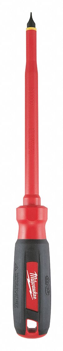 Insulated Slotted Screwdriver: 5/16 in Tip Size, Long Lg, 11 in Overall Lg, 7 in Shank Lg