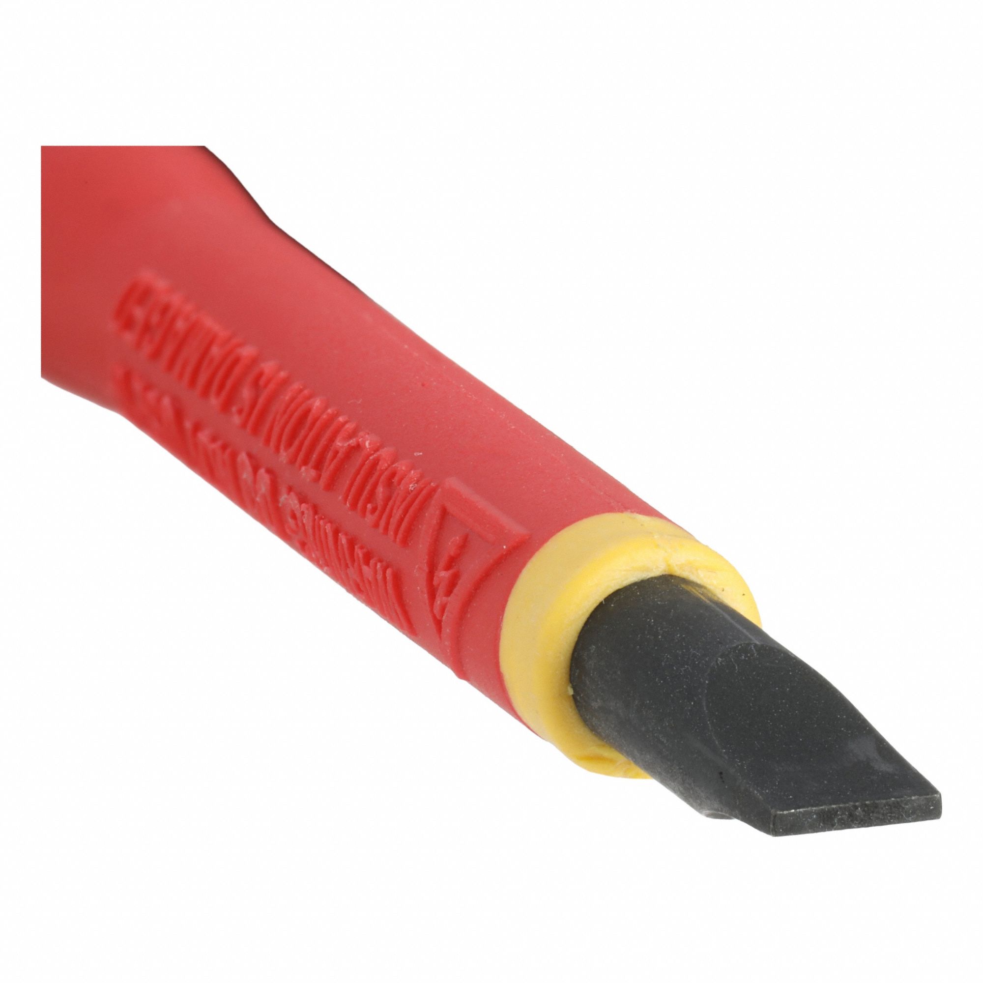 Insulated Slotted Screwdriver: 3/16 in Tip Size, Long Lg, 8 in Overall Lg, 4 in Shank Lg